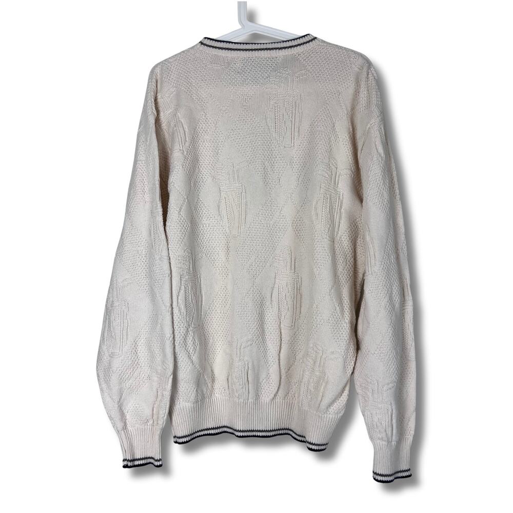 Vintage Shenandoah Golf Sweater L Cream Cable Knit Pullover Made in USA Preppy - Picture 2 of 7